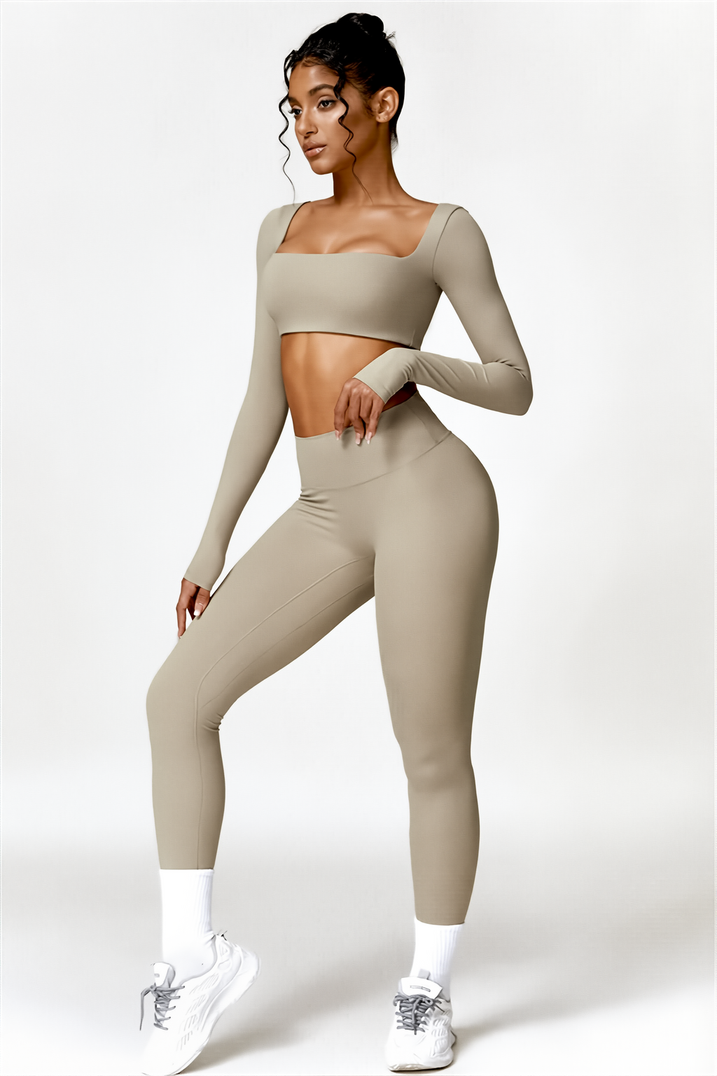 Ensemble 2pcs Beige Dune | Aven Legging & Eris Crop-Top