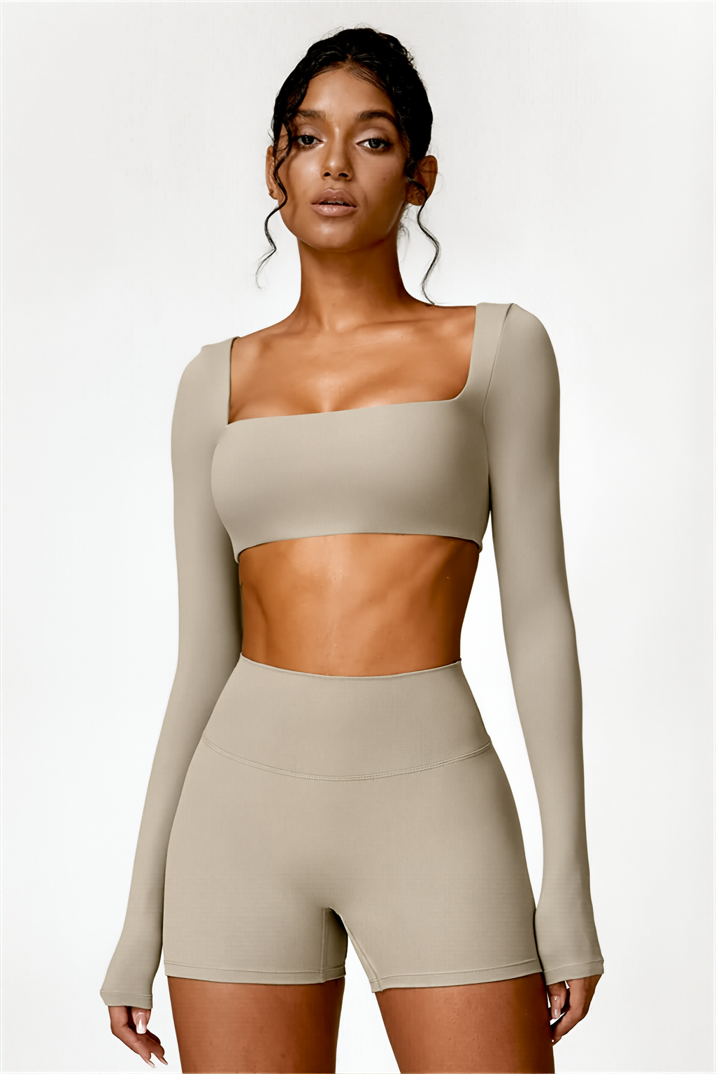 Ensemble 2pcs Beige Dune | Aera Short & Eris Crop-Top